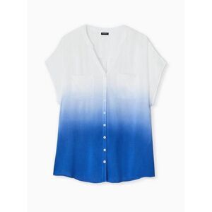 Torrid Challis Button-Front Dolman Sleeve Top blue ombré plus size top Size 1 Si